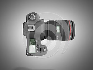 Photo camera 3d render on grey background