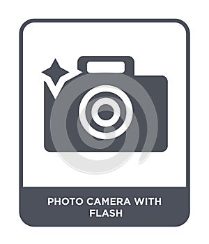 photo camera with flash icon in trendy design style. photo camera with flash icon isolated on white background. photo camera with