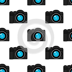 Photo Camera Flat Icon Seamless Pattern