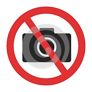 Photo camera forbidden. Banned camera crossed simple icon. Not allowed to take a photos