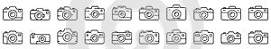 Photo camera icon. Editable stroke. Set of black linear camera icons. Camera symbol.