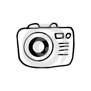photo camera icon. hand drawn doodle. vector, scandinavian, nordic, minimalism, monochrome. travel, frame, take pictures