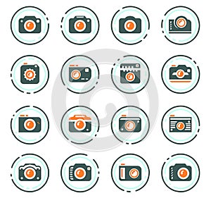 Photo camera icon set