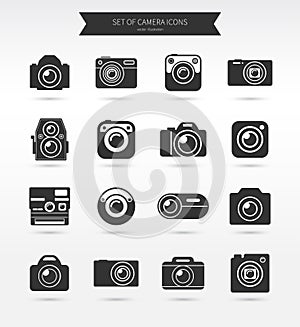 Photo camera icon set