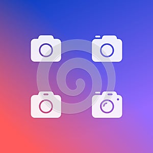 Photo camera icon set isolated. modern simple symbol for graphic and web design.