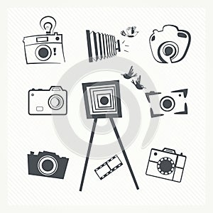 Photo camera icon set.