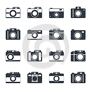 Photo camera icon set for web sites and user interface