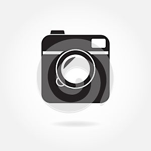 Photo camera icon or sign isolated on white background. Vector illustration in hipster style.