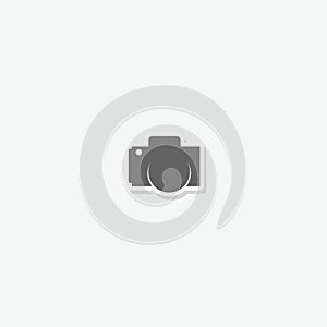 Photo camera icon sticker isolated on gray background