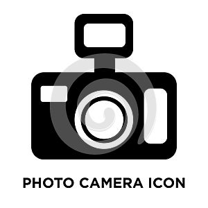 Photo camera icon vector isolated on white background, logo concept of Photo camera sign on transparent background, black filled