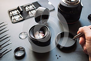 Photo camera lens repair and maintenance set