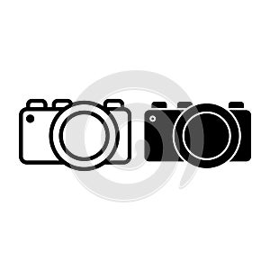 Photo camera line and glyph icon. Photography vector illustration isolated on white. Digital camera outline style design