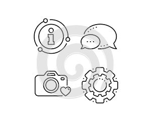 Photo camera line icon. Love photography sign. Heart. Vector