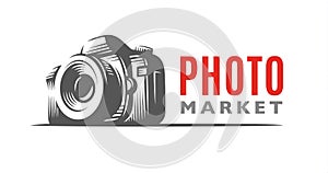 Photo camera logo - vector illustration. Classic emblem