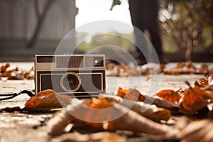 Photo camera outdoors in the park