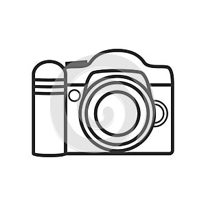 Photo Camera Outline Flat Icon on White