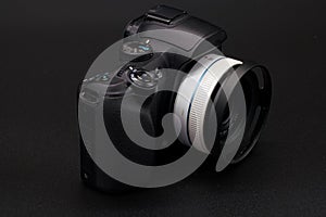 Photo camera plastic black lens