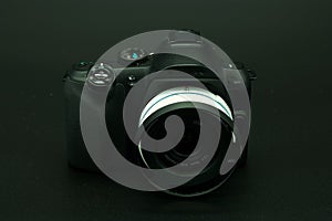 Photo camera plastic black lens photo