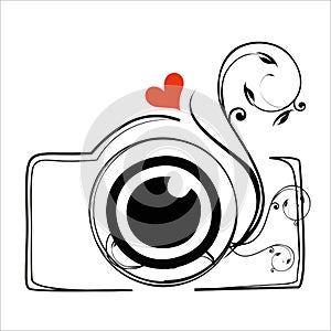 Photo camera poster or emblem logo