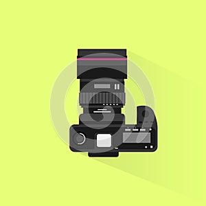 Photo camera top view icon flat design vector