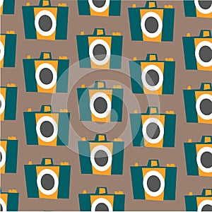 Photo camera vector colorful flat seamless pattern
