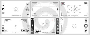 Photo camera viewfinders. Photography ui zoom, adjustment focus frame and digital viewfinder vector set photo