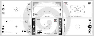 Photo camera viewfinders. Photography ui zoom, adjustment focus frame and digital viewfinder vector set