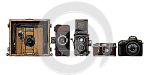 Photo cameras evolution set