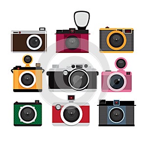 Photo cameras icons set. Isolated icons.