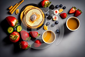 Fresh Pancakes and Berries Breakfast Concept Created With Generative Ai