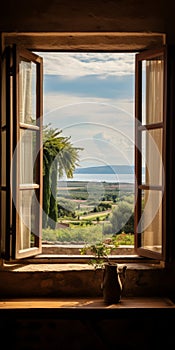 Breathtaking Mediterranean Landscape: A Window To Tuscany\'s Beauty photo