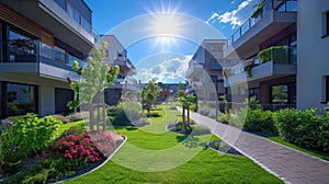 New Modern Multi-Family Housing in a City Residential Complex