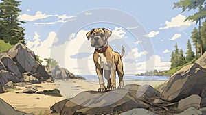 Anime-inspired Mastiff Puppy Illustration On British Columbia\'s Shores photo