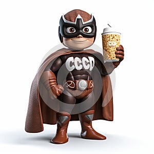 Clever Cartoon Superhero With A Cup Of Coffee photo