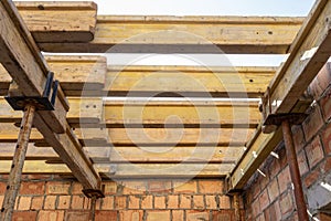 Photo of ceiling formwork construction in small family house