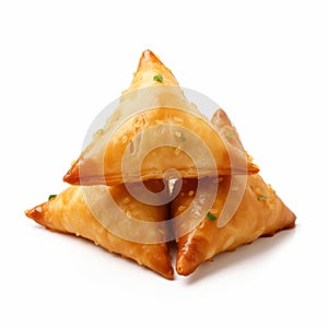 Triangle Shaped Pastries With Green Onions - Mehmed Siyah-kalem Style photo