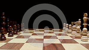 Photo of chess wooden board with figures
