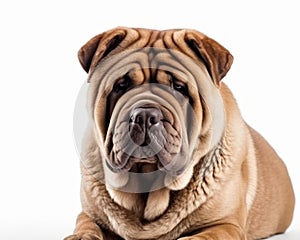 photo of Chinese Shar-Pei isolated on white background. Generative AI