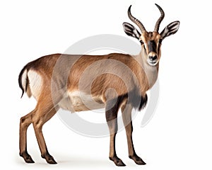 photo of chiru Panthalops hodgsoni also called Tibetan antelope isolated on white background. Generative AI
