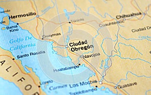 A photo of Ciudad Obregon on a map photo