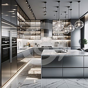 A photo of a clean modern kitchen at a condominium