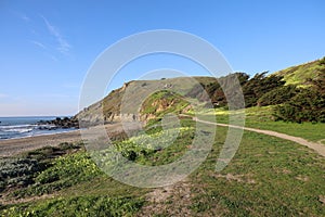 Cliffs and Ocean Mussell rock park in Pacifica California photo