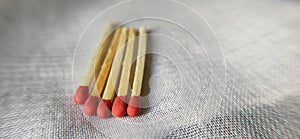 Photo of close up of matchsticks with white background
