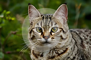 Photo Close up portrait captures undomesticated cats wild essence