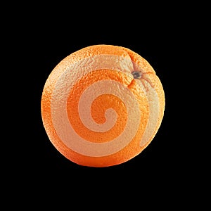 Photo of closeup isolated juicy fruit orange isolated on black background