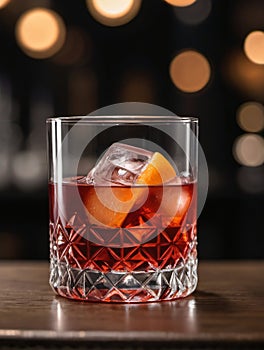 Photo Of A Closeup Of A Perfect Mixed Negroni Cocktail. Generative AI