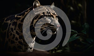 photo of clouded leopard in its natural habitat. Generative AI