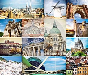 Photo collage of architecture of ancient cities