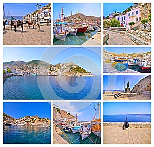 photo collage of Hydra island Greece