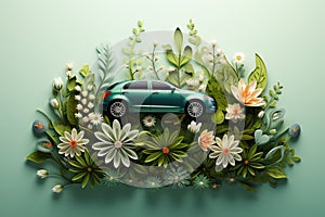 The photo collage shows the preservation of the environment by a car covered with vegetation.